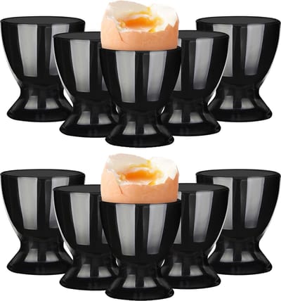 Glasmark Eierdopjes - set 24x - porselein - zwart - 6 cm - in luxe stijl