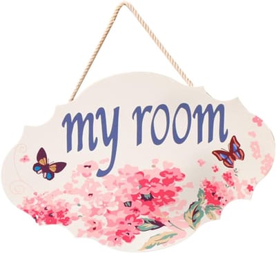 Houten Welkom Deurbord - Landelijke Hanger - Voordeur Decoratie - Bloemen Versiering - 29.5 x 19.5 cm
