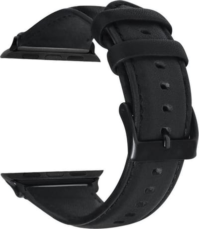 By Qubix - Geschikt voor Apple Watch bandje - Luxe Echt Lederen bandje - Zwart - Geschikt voor Apple Watch 38mm / 40mm / 41mm / 42mm - leren smartwatchbandje - Horlogebandje