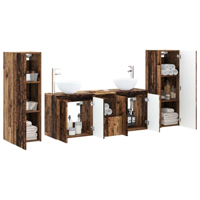 vidaXL - Badkamermeubel - Set - 5 - st - Oud - hout - 33 - x - 34,5 - x - 100 - cm