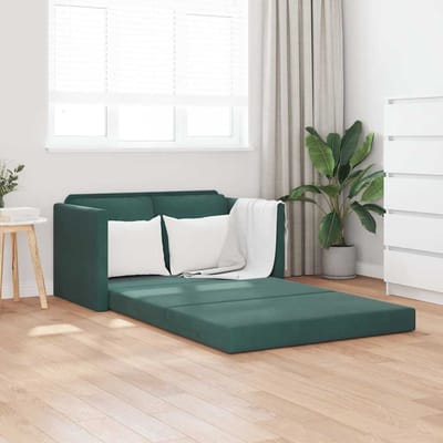 vidaXL - Slaapbank - vloermodel - 2-in-1 - 122x204x55 - cm - fluweel - donkergroen