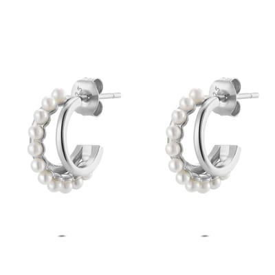 Twice As Nice oorbellen in zilver, pareltjes Zilverkleurig