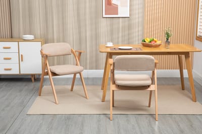 MODFU - Klapstoelen - Met Armleuningen En Gestoffeerde Zitting - Stapelbaar - Voor Eethoek - Massief Hout - Khaki