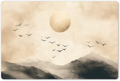 Placemats 45x30 cm - Placemat kunststof - 1 stuk - Landschap - Japandi - vogel - Borden onderleggers - Decoratie voor op tafel - Keuken tafeldecoratie accessoires - Vinyl onderlegger - Tafelversiering