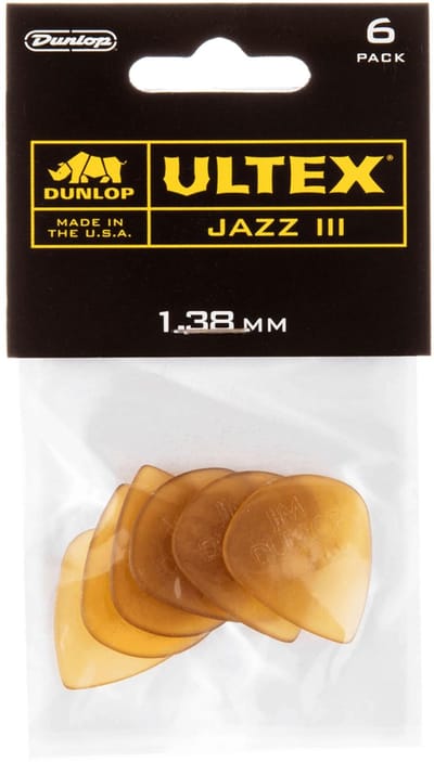 Jim Dunlop Ultex - Plectrums - Jazz III - 1,38 mm - Player's Pack 6 Stuks