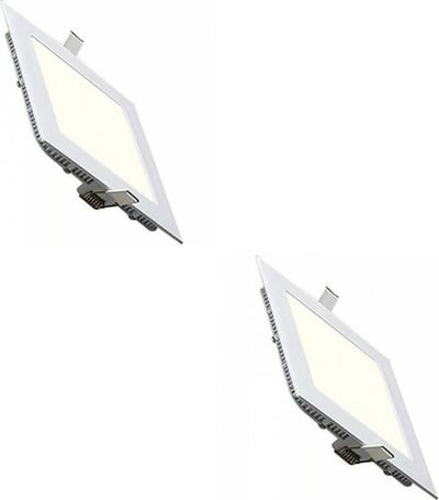 LED Downlight Slim 2 Pack - Inbouw Vierkant 12W - Natuurlijk Wit 4200K - Mat Wit Aluminium - 170mm