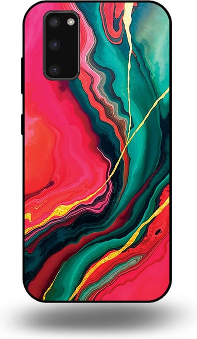 Smartphonica Telefoonhoesje Geschikt voor Samsung Galaxy S20 Plus met Rood Groen Marmer Opdruk - TPU Backcover Case Red Green Marble Design geschikt voor Samsung Galaxy S20 Plus