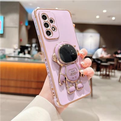 Coque de téléphone de luxe Astronaute avec support pour Samsung Galaxy S20FE S21 Plus S22 S24 S25 Ultra A12 A13 5G A52 A53 A55 F12 Housse plaquée For Samsung S24