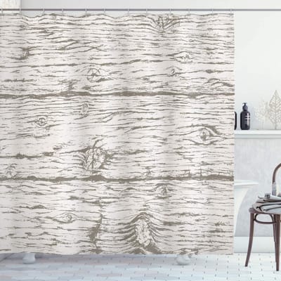 ABAKUHAUS douchegordijn – Rustiek Naturaal Hout – 175x240 cm – Kokosnoot
