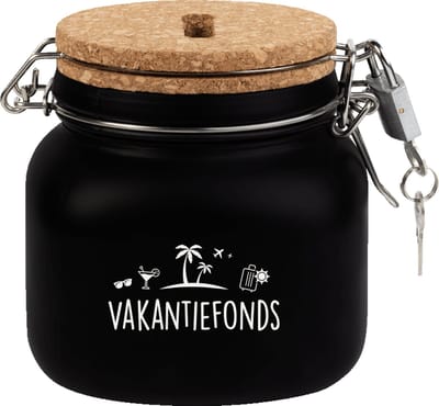 Spaarpot - Vakantie fonds - Glas - 10,5x11x12,5cm