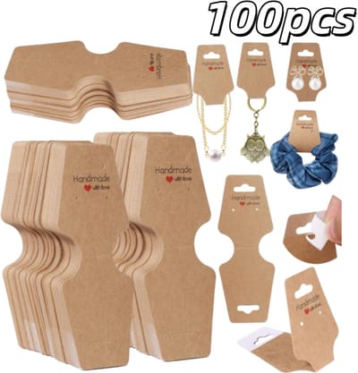 100 stuks - Displaykaart voor armbanden en kettingen - Zelfklevende verpakking - Opbergkaart voor sieraden - Verkoopverpakking - 4,6 x 12 cm - Verpakking voor sieraden en accessoires - Bruin