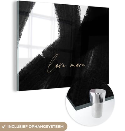MuchoWow® Glasschilderij 120x90 cm - Schilderij acrylglas - Tekst - Abstract - Love more - Quotes - Foto op glas - Schilderijen