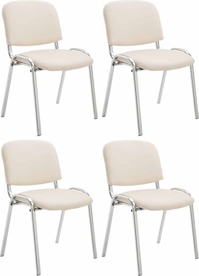 CLP Ken Set van 4 stoelen - Met Chroom - Kunstleer creme