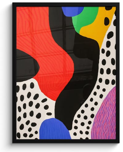 Poster in lijst - Fotolijst 50x70 cm - Posters - Abstract - Vormen - Kleuren - Stippen - Posterlijst zwart - Decoratie - Wanddecoratie woonkamer - Muurdecoratie slaapkamer