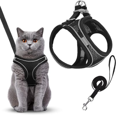 Ademend Kat- en Hondentuigje, Verstelbaar en Duurzaam Antivlucht Tuig met Leash voor Buitenwandeling (S)