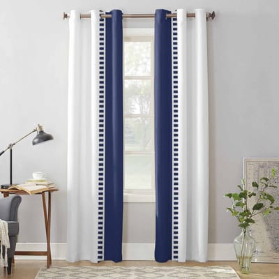 Blauwe Strepen Textuur Nieuwe Raamgordijnen voor Woonkamer Keuken Binnen Decor Raambekleding Valletjes Gordijn 135W x 60H(cm) x1 white