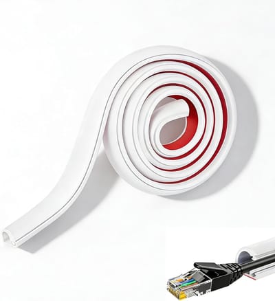 Zelfklevende 3 meter kabel van zacht PVC voor wandmontage, ideaal voor kabelbeheer thuis en op kantoor, wit, 15 × 10 mm, flexibel en duurzaam