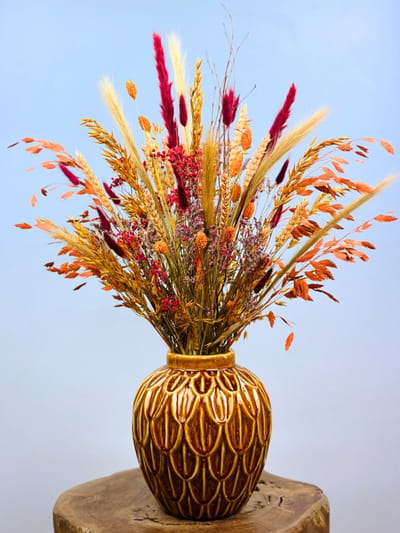 Droogbloemen boeket "Cozy Colour" | 90 cm | Inclusief vaas | Prachtige kleurrijke verschijning | Fleurt ieder interieur zonder moeite op