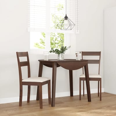 vidaXL - Eetkamerstoelen - met - kussens - 2 - st - massief - hout - rubber - bruin