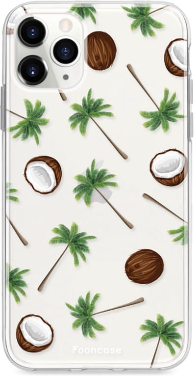 Fooncase Hoesje Geschikt voor iPhone 11 Pro - Shockproof Case - Back Cover / Soft Case - Coco Paradise / Kokosnoot / Palmboom