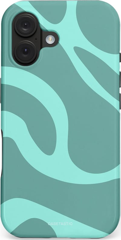 Casetastic Hoesje Geschikt voor Apple iPhone 16 Magsafe - Stijlvolle Beschermende Duo-layer Case - Aqua Golven