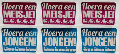 6 Cards & Crafts Luxe geboortekaartjes - Geboorte - 14,7 x 10,5 cm - inclusief enveloppen -