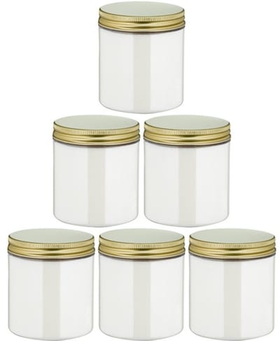 Scrubzout White Lotus - 300 gram - Pot met gouden deksel - set van 6 stuks - Hydraterende Lichaamsscrub