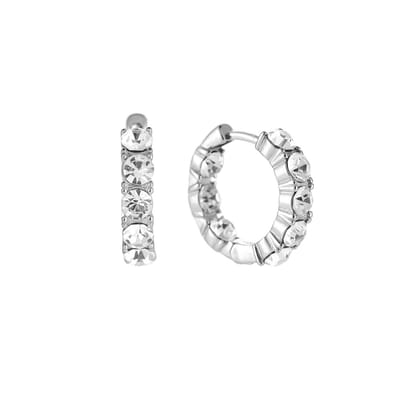Bijoutheek Oorringen White Stones Zilver