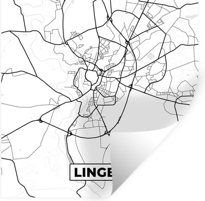 Muurstickers - Sticker Folie - Lingen - Stadskaart - Plattegrond - Kaart - 100x100 cm - Plakfolie - Muurstickers Kinderkamer - Zelfklevend Behang XXL - Zelfklevend behangpapier - Stickerfolie