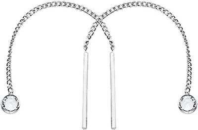 YO&NO - Oorbellen - Zilver - Doortrekoorbellen - Zirkonia - 1 mm - 65mm - Sieraden dames - gerhodineerd - Zilver 925