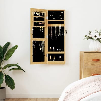vidaXL - Sieradenkast - met - spiegel - wandgemonteerd - 30x8,5x90 - cm - wit