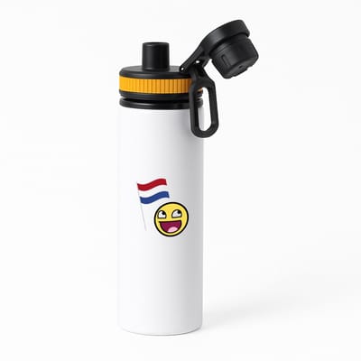 Hacebo® - Nederlandse vlag smiley waterfles met draaidop oranje - Nederland - Nederlanders - boeren - verjaardagscadeau - kado - water fles - 850ML