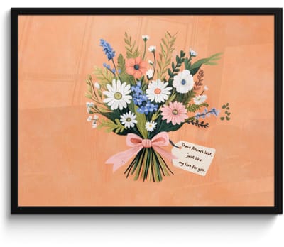 Poster in lijst - Fotolijst 70x50 cm - Posters - Boeket - Strikje - Quote - Posterlijst zwart - Decoratie - Wanddecoratie woonkamer - Muurdecoratie slaapkamer