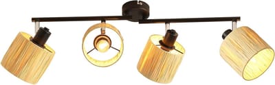 Glitzerlife - Plafondspot Plafondlamp - 3xE14 fitting - opbouwspots - 350 graden draaibaar 90 graden zwenkbaar - Boho Vintage - Ø60cm - Zwart & Natuurlijke Kleur