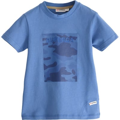 Superga Kinder/Kids Camo Logo T-shirt met kapmouw (Avio Blauw)