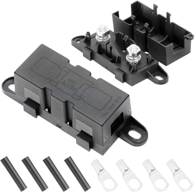 Fusehouder voor Mega Power Flow - Auto Fusehouder met M8 Klemmen en Krimpkous voor Auto's, Vrachtwagens en Caravans - Set van 2