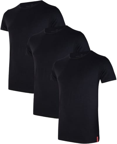 Undiemeister T Shirt Heren - Slim Fit T-shirt - 3-Pack - Volcano Ash (Zwart) - Tencel - Zijdezacht - Ademend - Anti-Bacterieel - Korte mouwen - Ronde Hals - Maat M