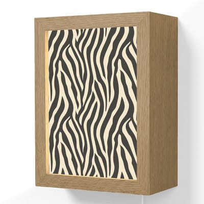 Wandlamp 15x20 cm - Oplaadbaar - Zebra - Print - Klassiek - Zwart - Wandlampen binnen woonkamer - Slaapkamer lamp met kabel - Decoratieve nachtlamp - Vloerlamp snoer