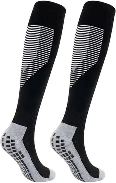 Chibaa - Heren Lange Sport Sokken - Compressiekousen - Ademend - Sporten - Outdoor - Voetbal - Wielrennen - Hardlopen - 1 paar - Zwart - One Size