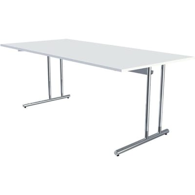Bureautafel Toledo, in hoogte verstelbaar, rechthoek, C-poot-onderstel, breedte 2000 mm, wit