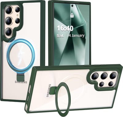 Hoesje Geschikt voor Samsung Galaxy S24 Ultra hoesje Pine Groen - kickstand Draaibare Ring Houder - Geschikt voor Magsafe