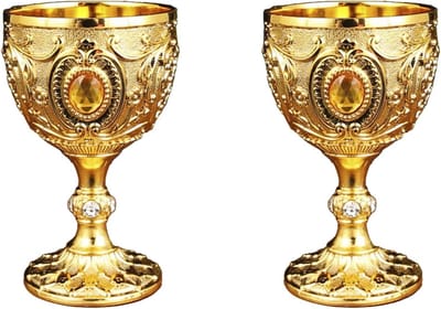 Dailygoods - Cosensi - Dailygoods - Set van 2 Decoratieve Wijnglazen met Vintage Look