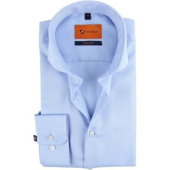 Suitable Non Iron Overhemd Blauw - Maat 38 - Heren - Overhemden Formeel - Strijkvrij katoen