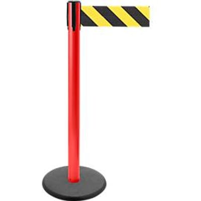 Afzetpaal met trekband GLA 29, rood, band zwart/geel