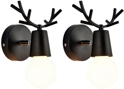 2 Stuks Wandlamp Slaapkamer Creatieve Geweien Wandverlichting Moderne Wandlampen voor Woonkamer Gang Zwart