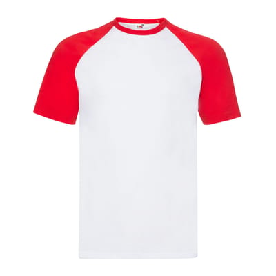 Fruit of the Loom Heren Valueweight Baseball T-shirt (Wit/rood)