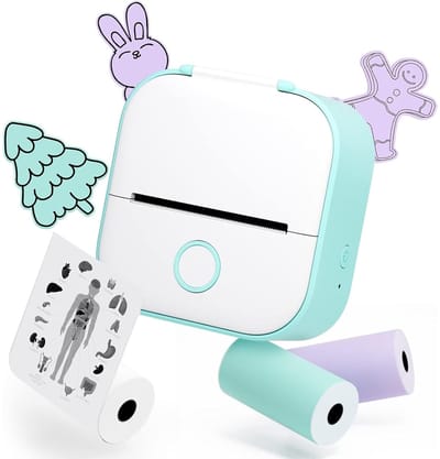 longziming -Groene Mini Labelprinter – Draagbare Printer met 3 Rollen voor Stickers, Notities, Foto’s, Dagboek en DIY