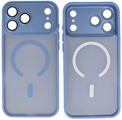 MagSafe Hoesje Geschikt voor iPhone 17 Pro Max - Mat-Transparent met Camera Beschermer Case - Blauw