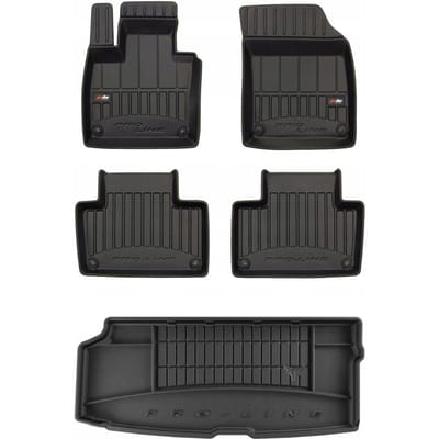 Frogum ProLine Complete Set: Luxe Rubberen Automatten + Kofferbakmat - Geschikt voor VOLVO XC90 II vanaf 2015 - 7-Persoons Uitvoering (met 3e zitrij uitgeklapt) - Perfecte Pasvorm - Geurloos TPE - Zwart