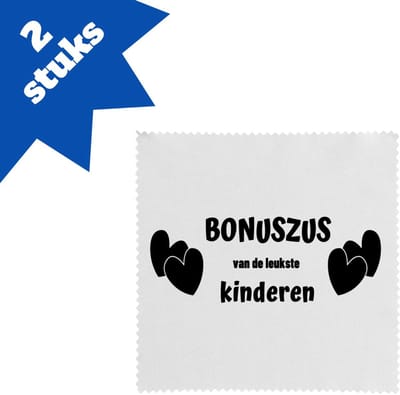 Akyol - bonuszus van de leukste kinderen brillendoekjes - Zus - de leukste zus - verjaardag - cadeautje voor zus - kado - geschenk - 17,8 bij 17,8 cm - 2 stuks